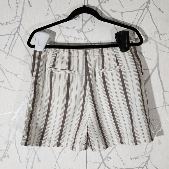 by Anthropologie White Striped Linen Blend High Rise Beachgoer Shorts - Picture 3 of 4